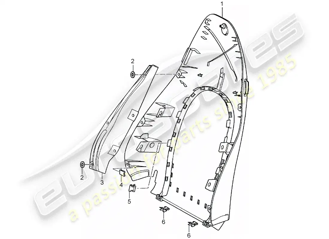 porsche 2001 (996 turbo / gt2) backrest shell - standard seat - comfort seat parts diagram