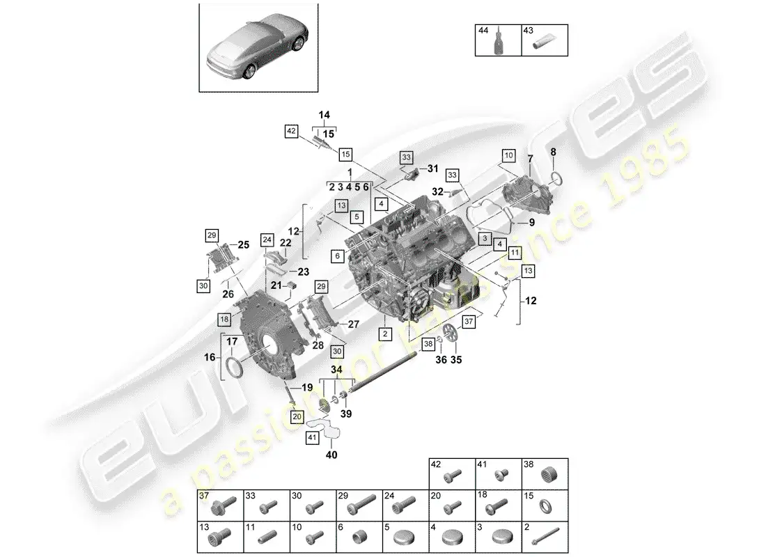 porsche 2019 (panamera 971-1) crankcase parts diagram