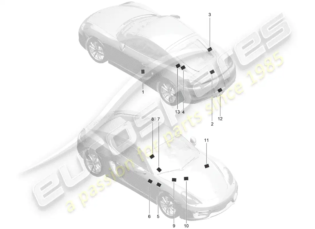 porsche 2014 (981 cayman) signs/notices parts diagram