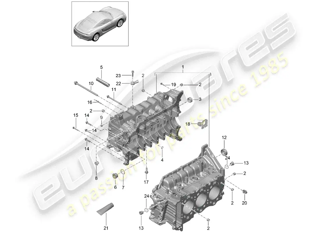 porsche 2014 (981 cayman) crankcase parts diagram