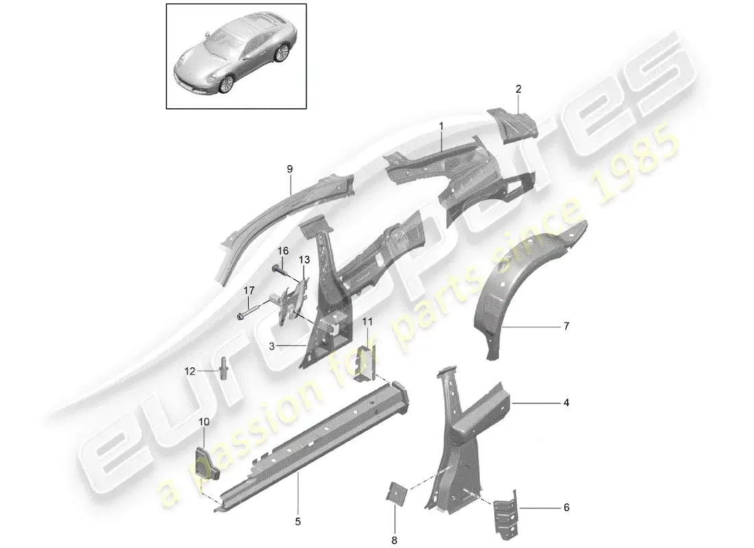 porsche 2017 (991-2) side panel parts diagram