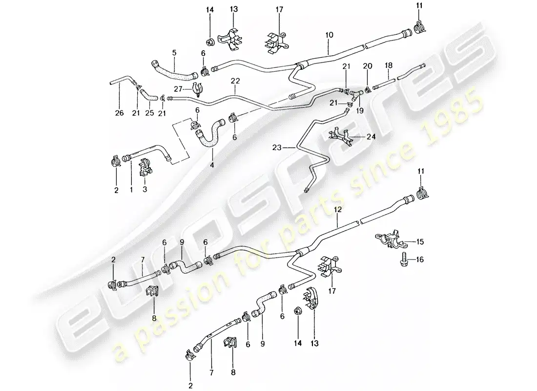 porsche 2001 (986 boxster) water cooling parts diagram