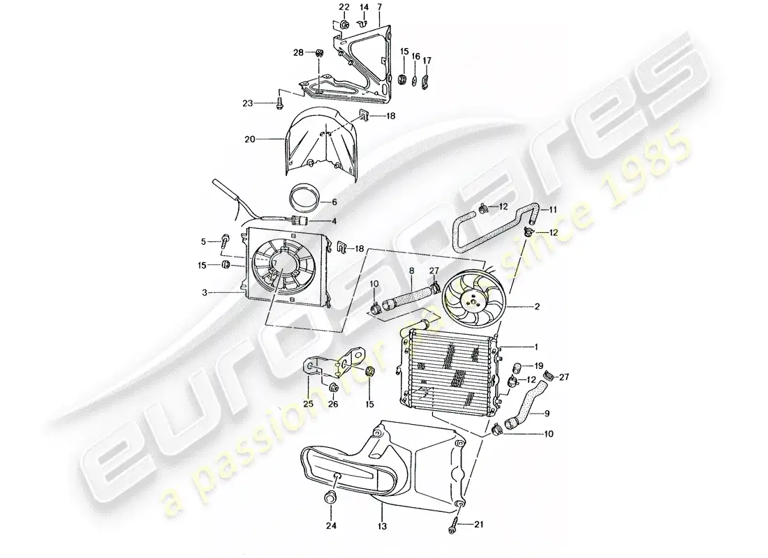 porsche 2001 (986 boxster) water cooling parts diagram