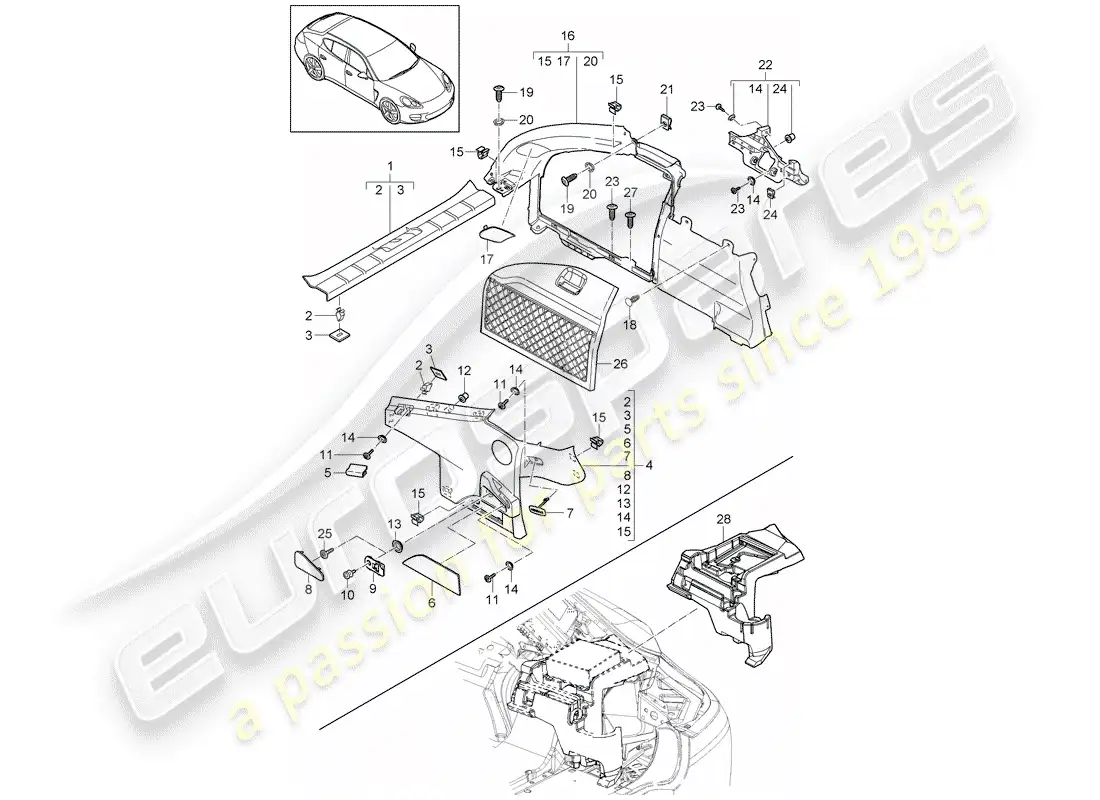 porsche 2013 (panamera 970) trims parts diagram