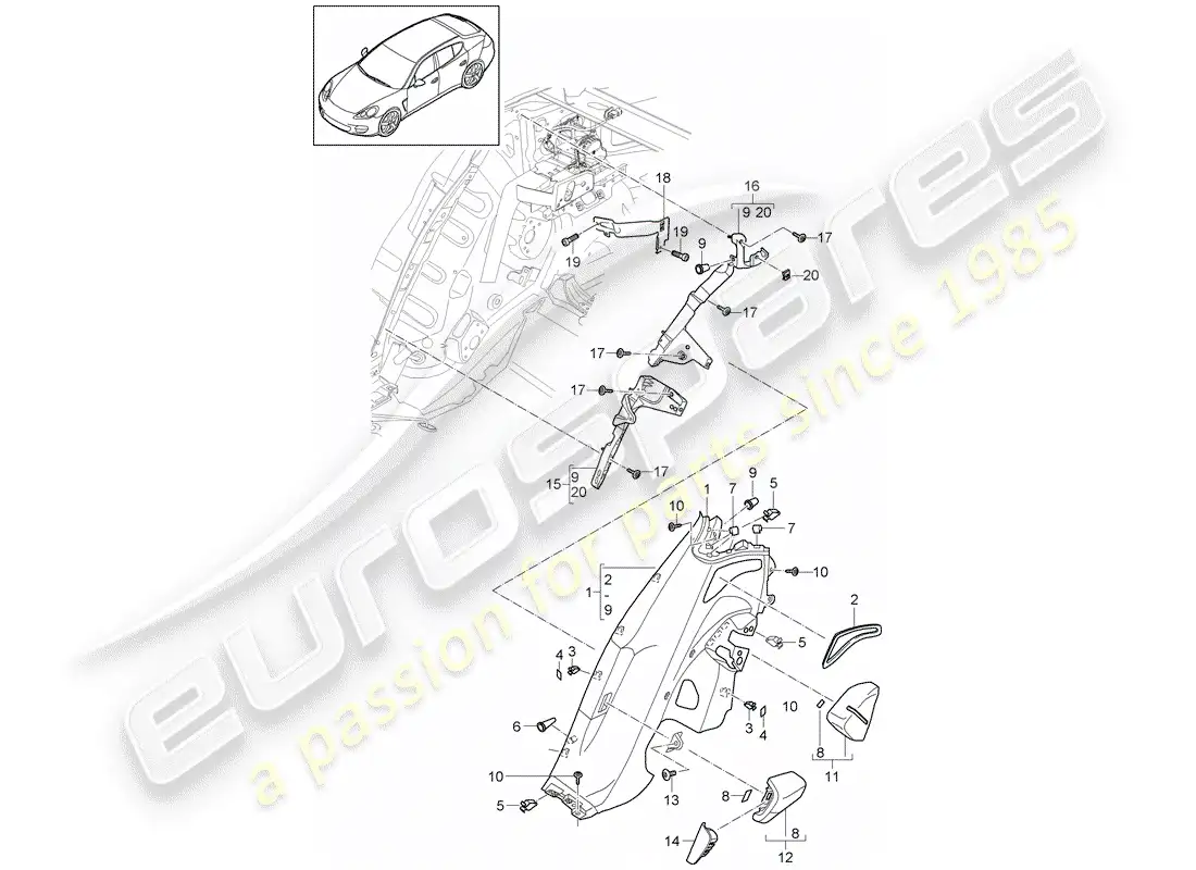 porsche 2013 (panamera 970) lining parts diagram