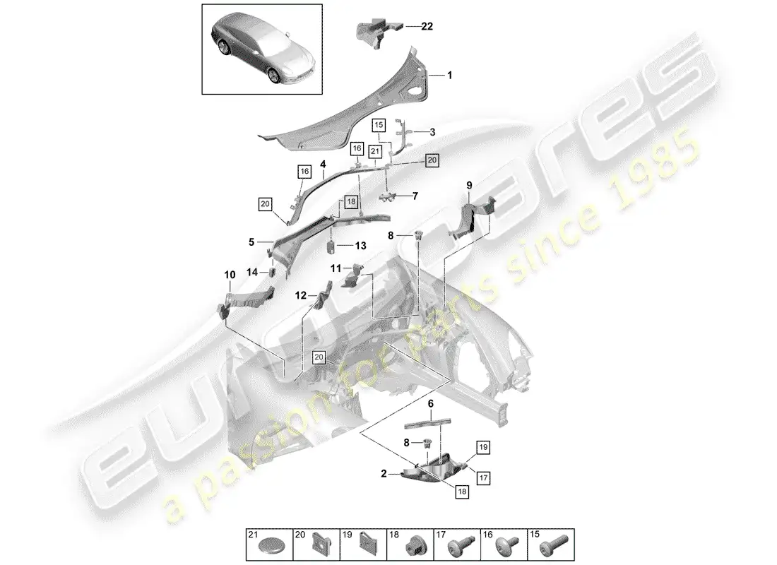 porsche 2020 (panamera 971-1) water box parts diagram