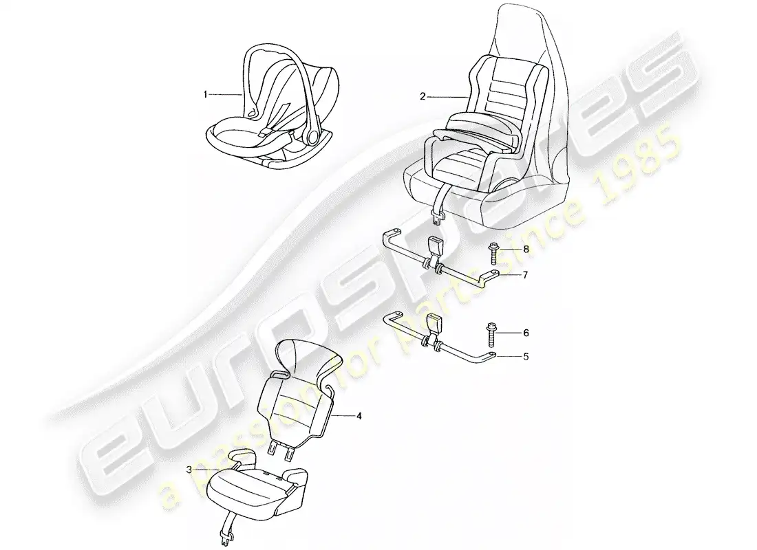 porsche 1999 (tequipment) child seat parts diagram