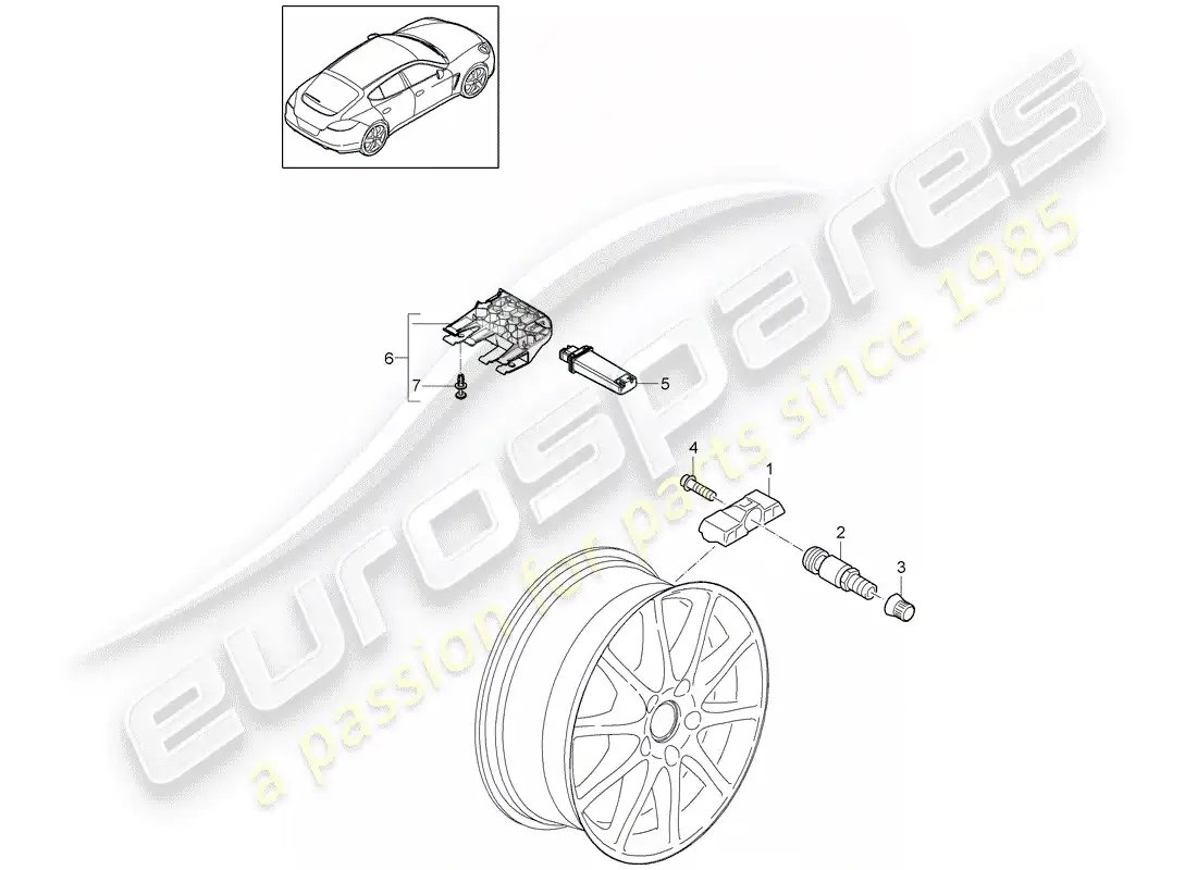 porsche 2012 (panamera 970) tire pressure control system parts diagram