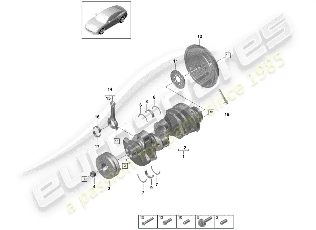 porsche 2017 (panamera 971-1) crankshaft parts diagram