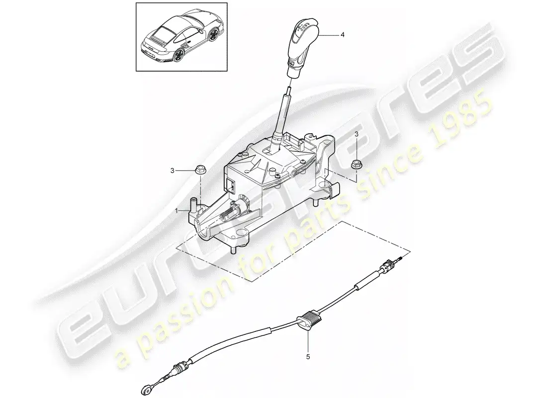 porsche 2012 (997-2 turbo / gt2 rs) selector lever part diagram