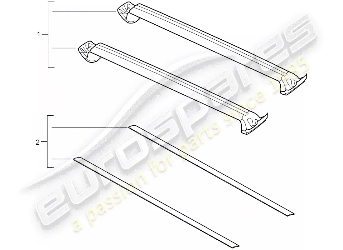 porsche 2016 (tequipment cayenne) roof luggage rack parts diagram
