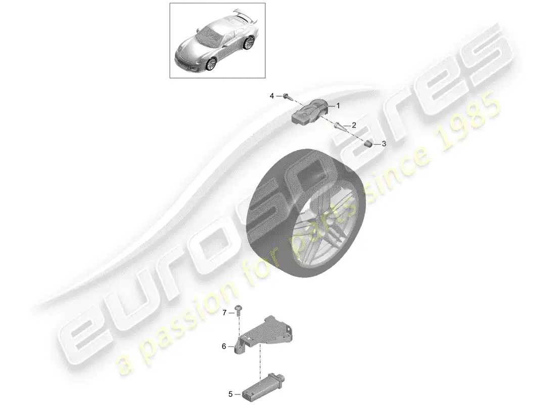 porsche 2014 (991-1 r/gt3/rs) tire pressure control system parts diagram