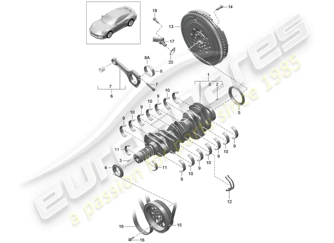 porsche 2016 (991-1 turbo) crankshaft parts diagram