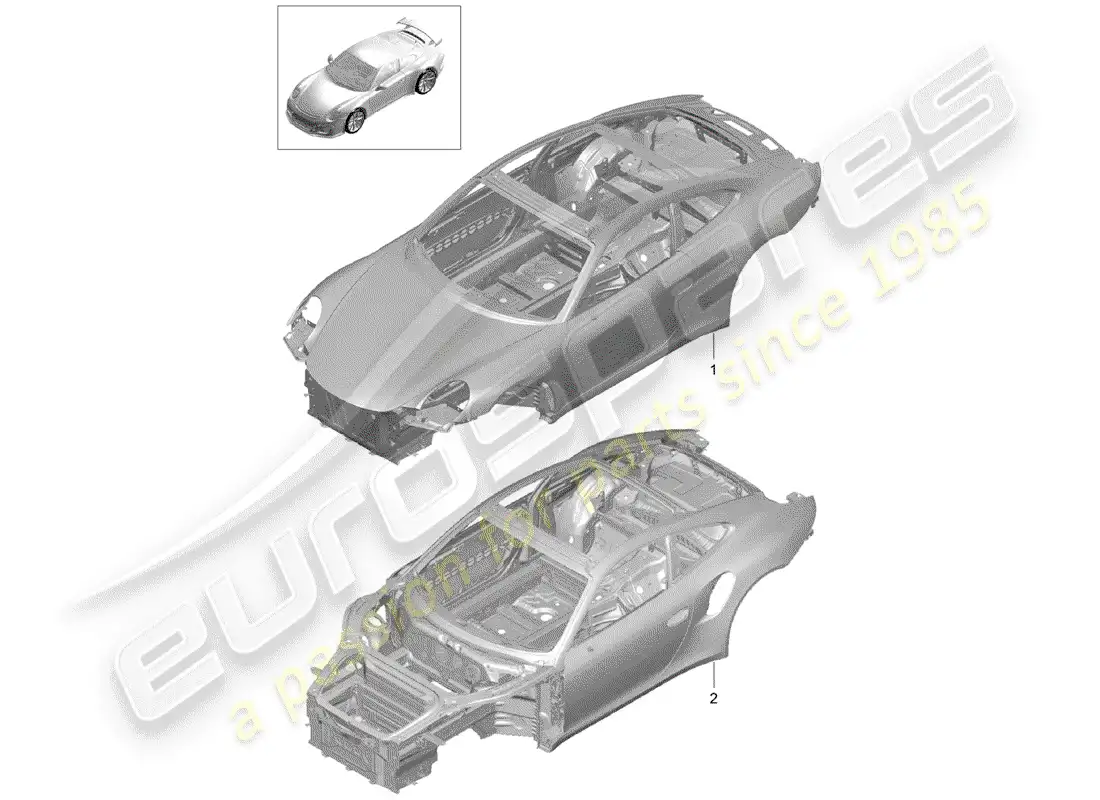 porsche 2014 (991-1 r/gt3/rs) car body parts diagram