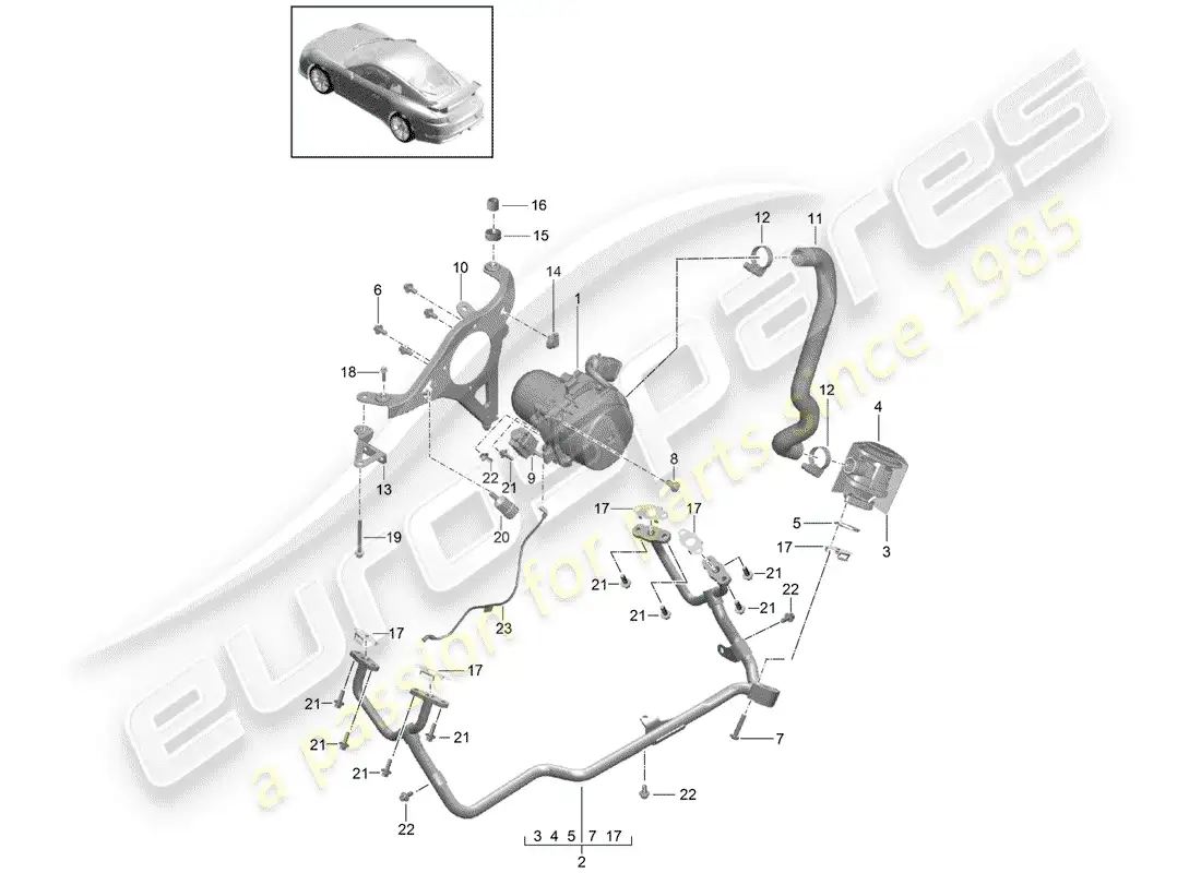 porsche 2014 (991-1 r/gt3/rs) secondary air pump parts diagram