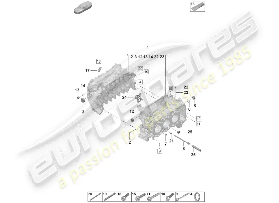 porsche 2019 (992-1) crankcase parts diagram