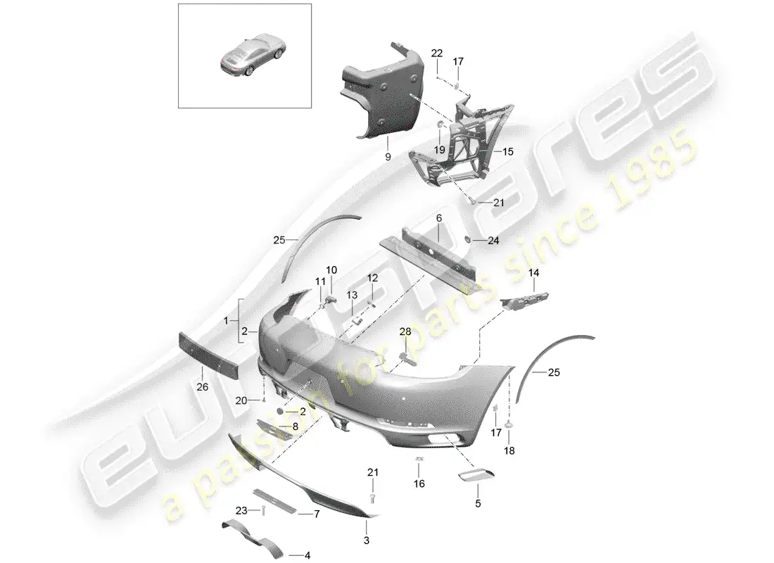 porsche 2017 (991-2) bumper parts diagram