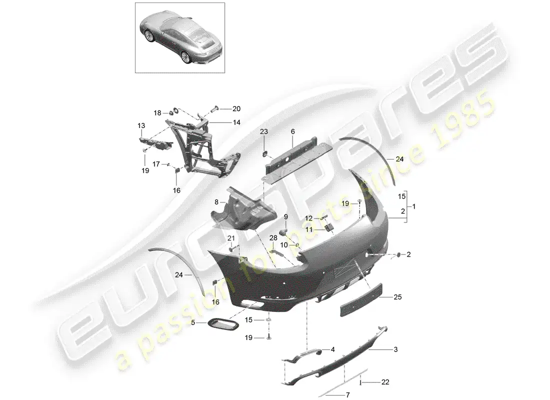 porsche 2017 (991-2) bumper parts diagram