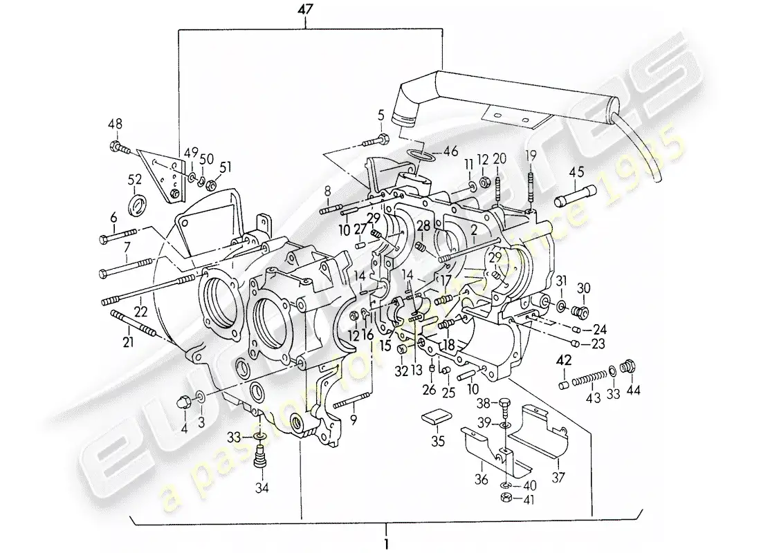 porsche 1954 (356/356a) crankcase parts diagram