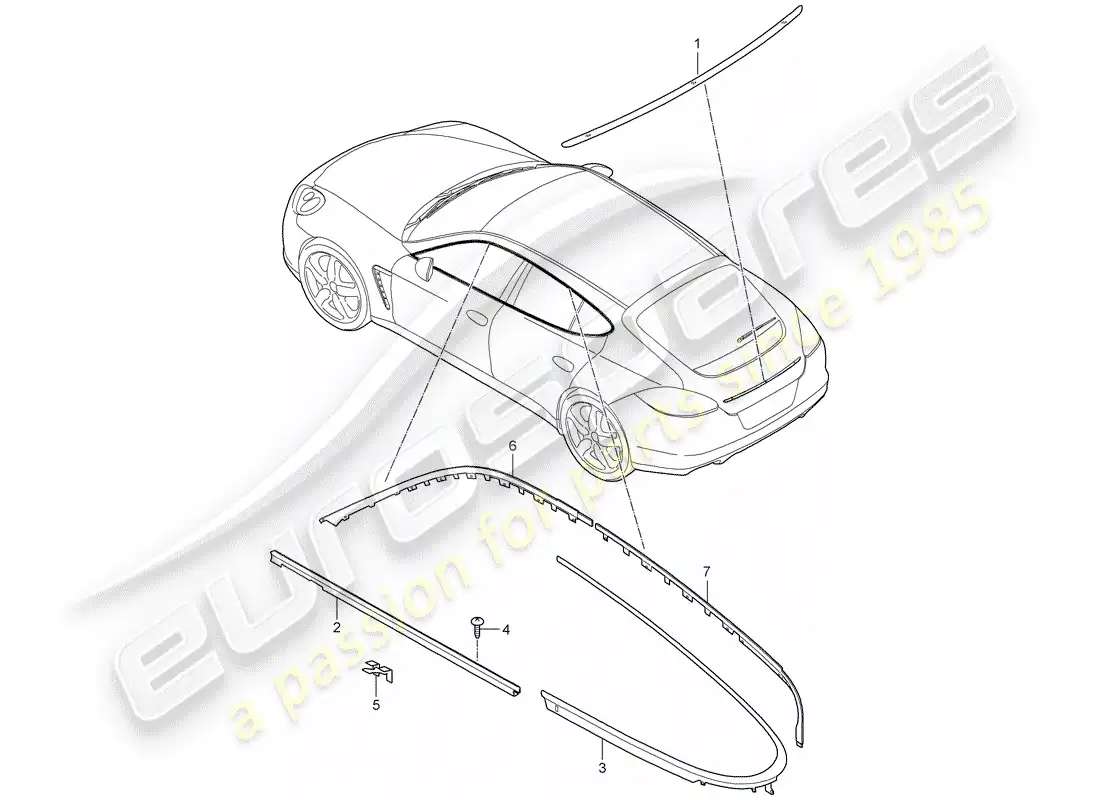 porsche 2014 (panamera 970) decorative fittings parts diagram