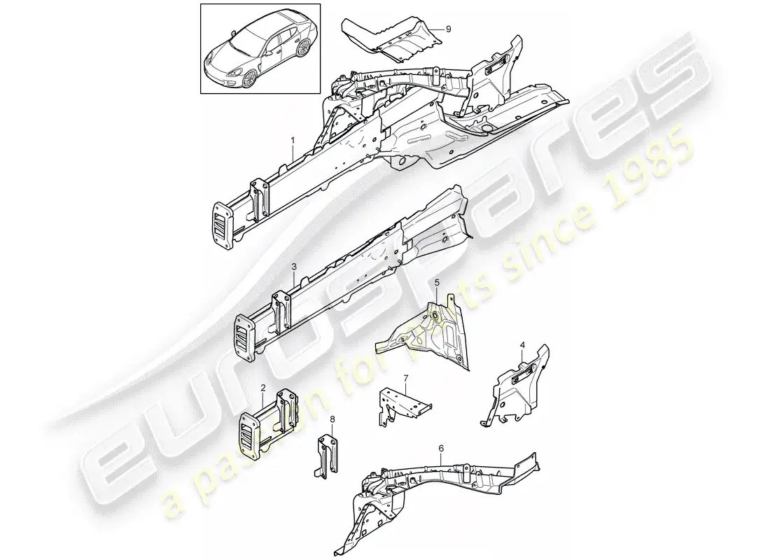 porsche 2014 (panamera 970) front end parts diagram