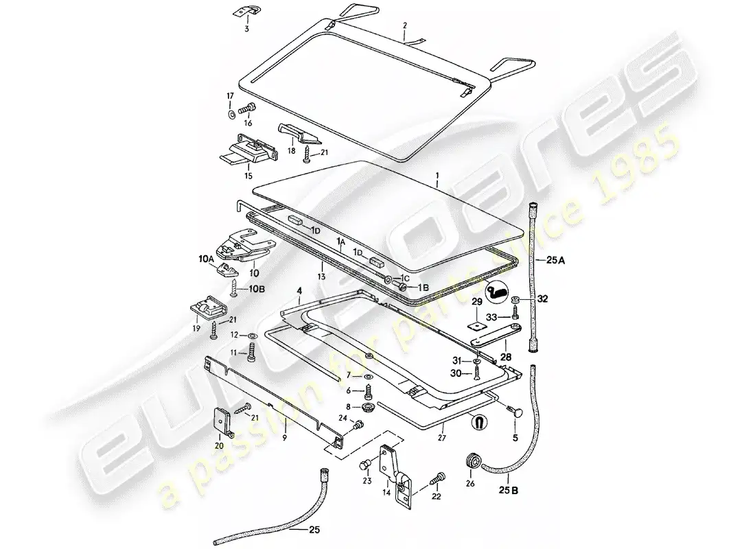 porsche 1980 (924) roof - d >> - mj 1983 parts diagram