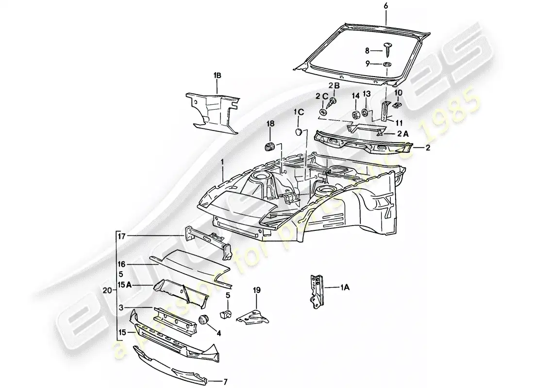 porsche 1979 (924) body front section parts diagram