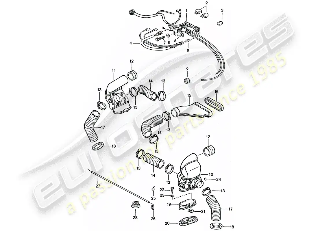 porsche 1988 (911) ventilation - heating system 2 parts diagram