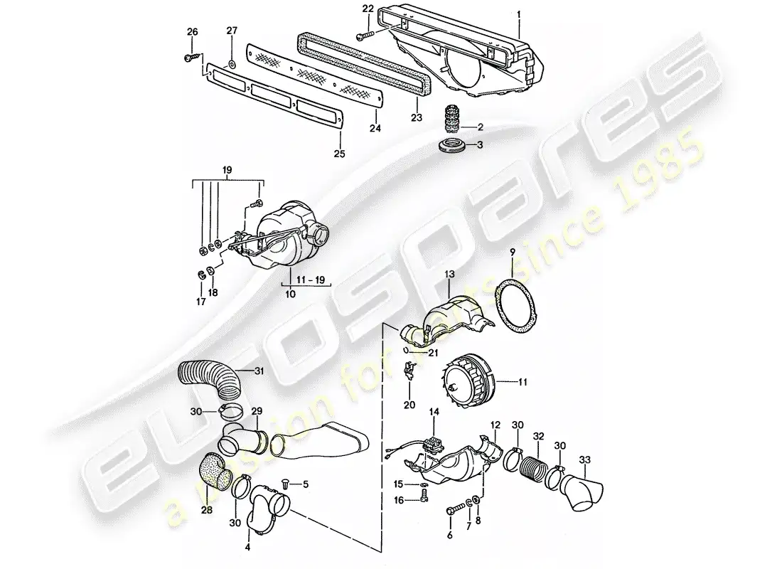porsche 1988 (911) ventilation - heating system 1 parts diagram