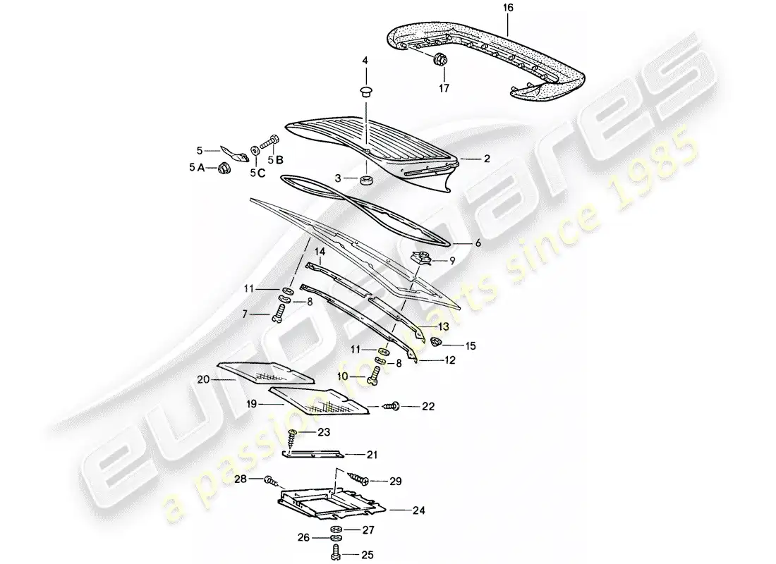 porsche 1988 (911) rear spoiler parts diagram