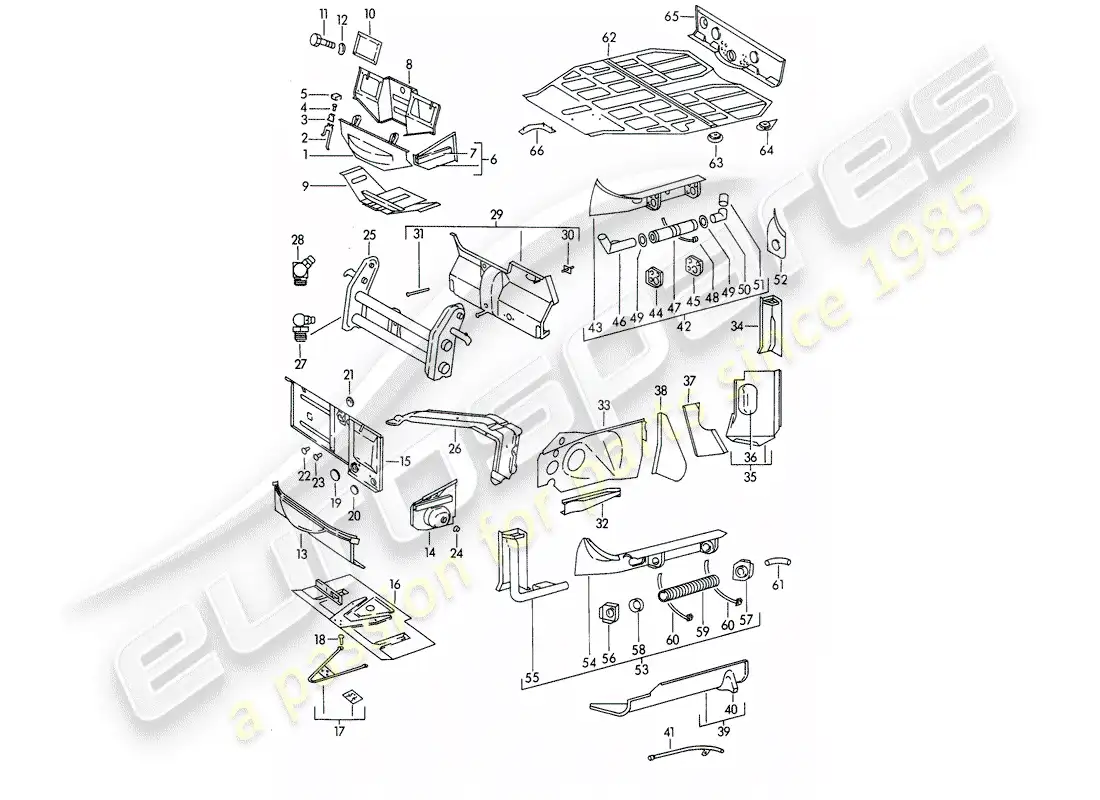 porsche 1964 (356b/356c) frame - single parts parts diagram