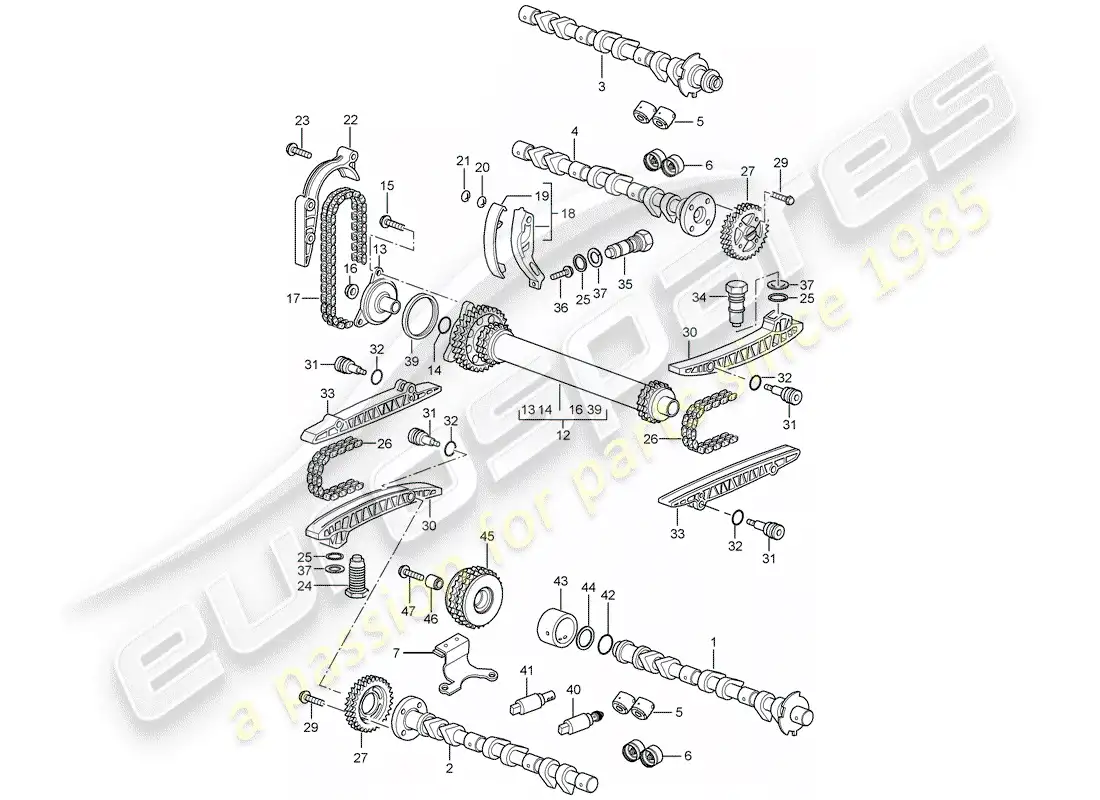 porsche 2003 (996) camshaft - timing chain - d - mj 2002>> parts diagram