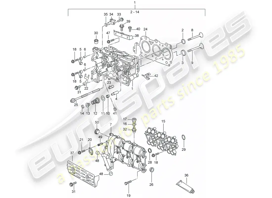 porsche 2003 (996) cylinder head - d - mj 2002>> parts diagram