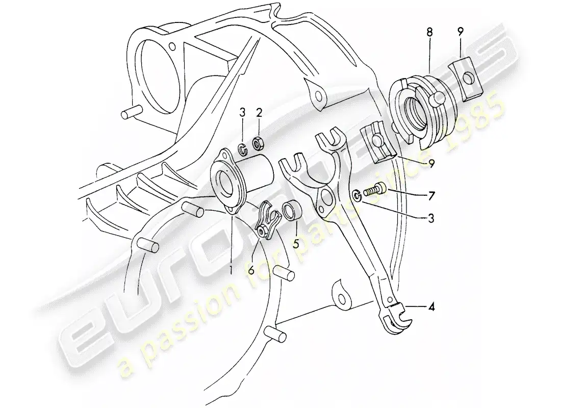 porsche 1969 (911/912) clutch release parts diagram