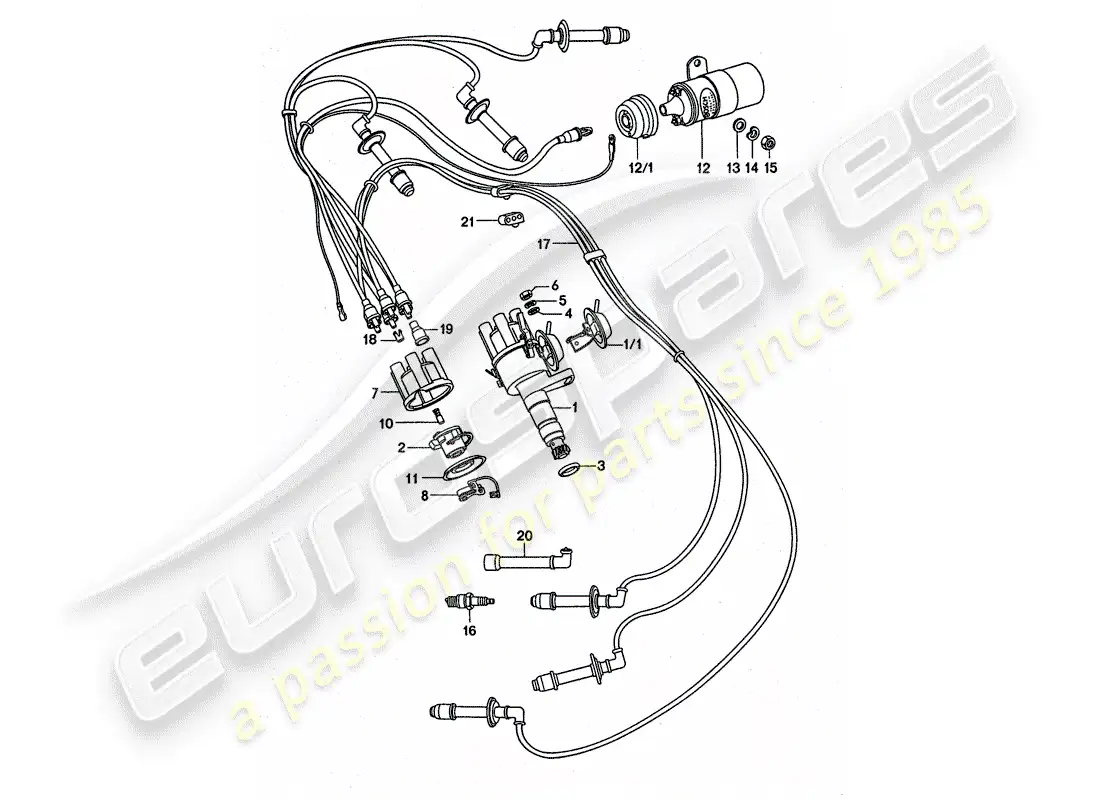 porsche 1976 (911 turbo) engine electrics parts diagram