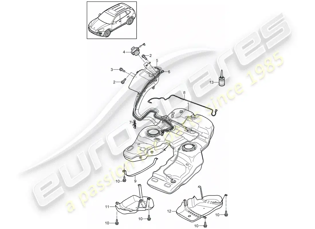 porsche 2013 (cayenne e2 92a) fuel tank parts diagram