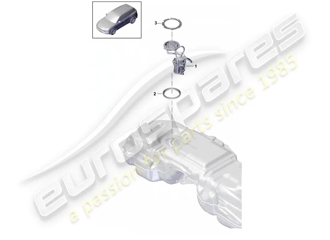 porsche 2020 (cayenne e3 9ya/9yb) fuel tank parts diagram
