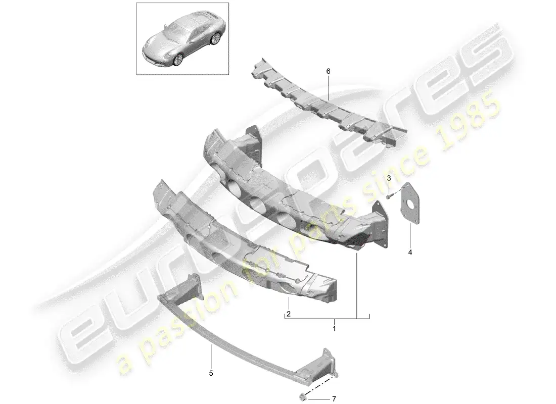 porsche 2019 (991-2) bumper bracket parts diagram