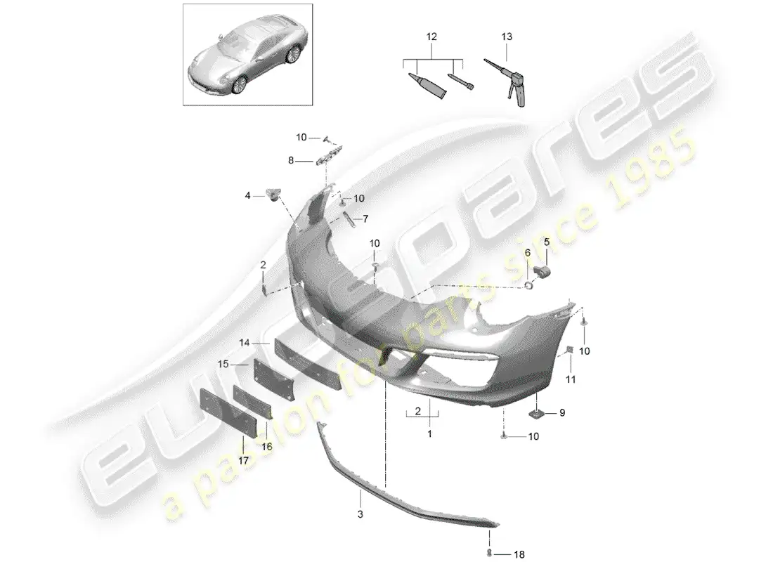 porsche 2017 (991-2) bumper parts diagram