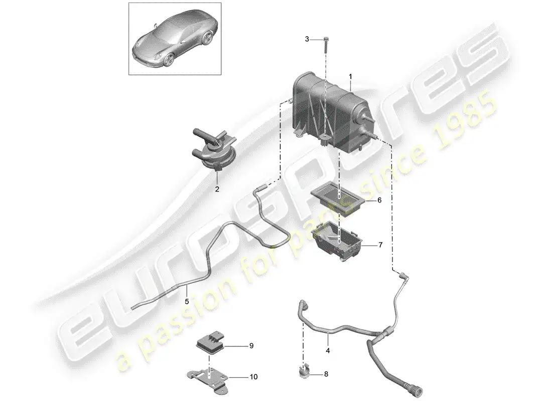 porsche 2015 (991-1) evaporative emission canister parts diagram