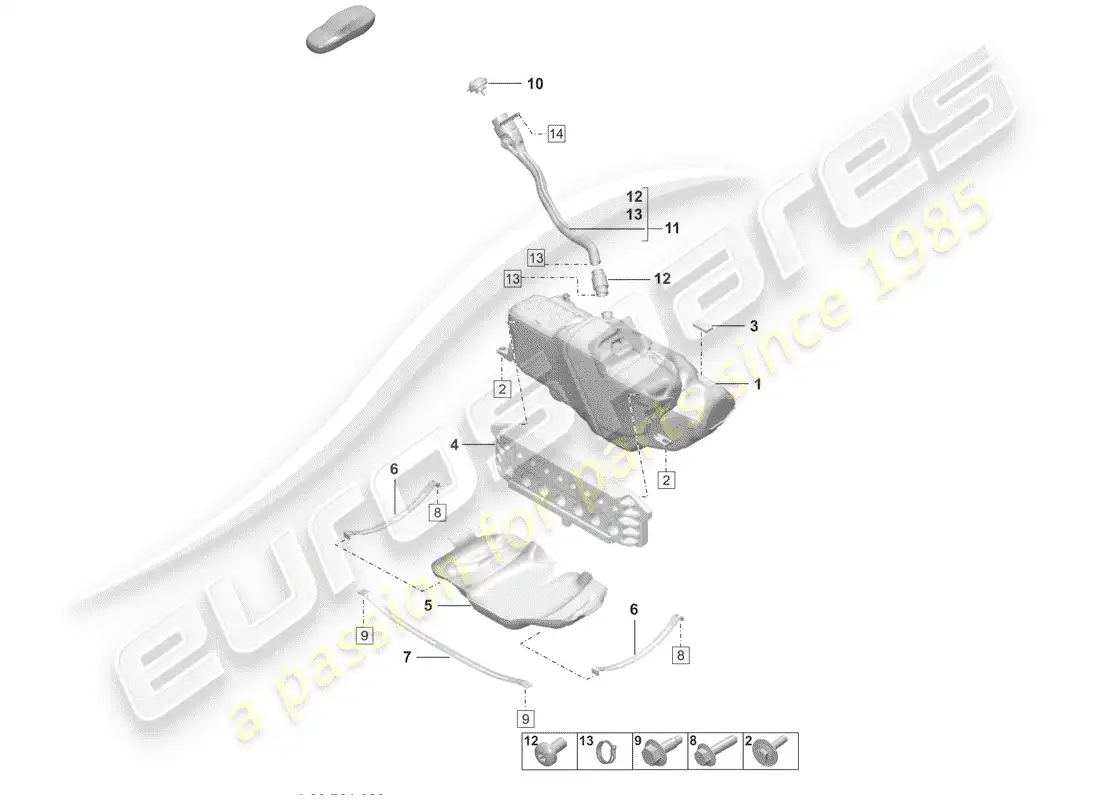 porsche 2019 (992-1) fuel tank parts diagram