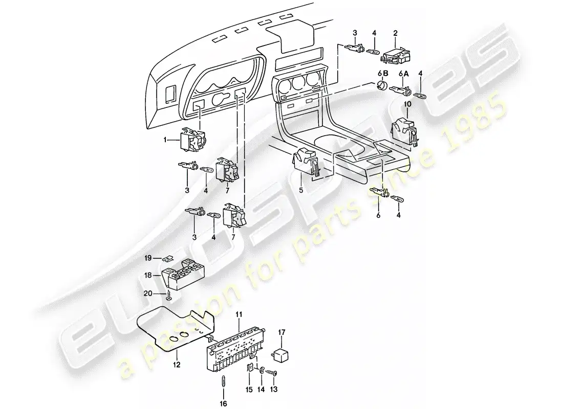 porsche 1978 (924) switch - fuse box - relay parts diagram