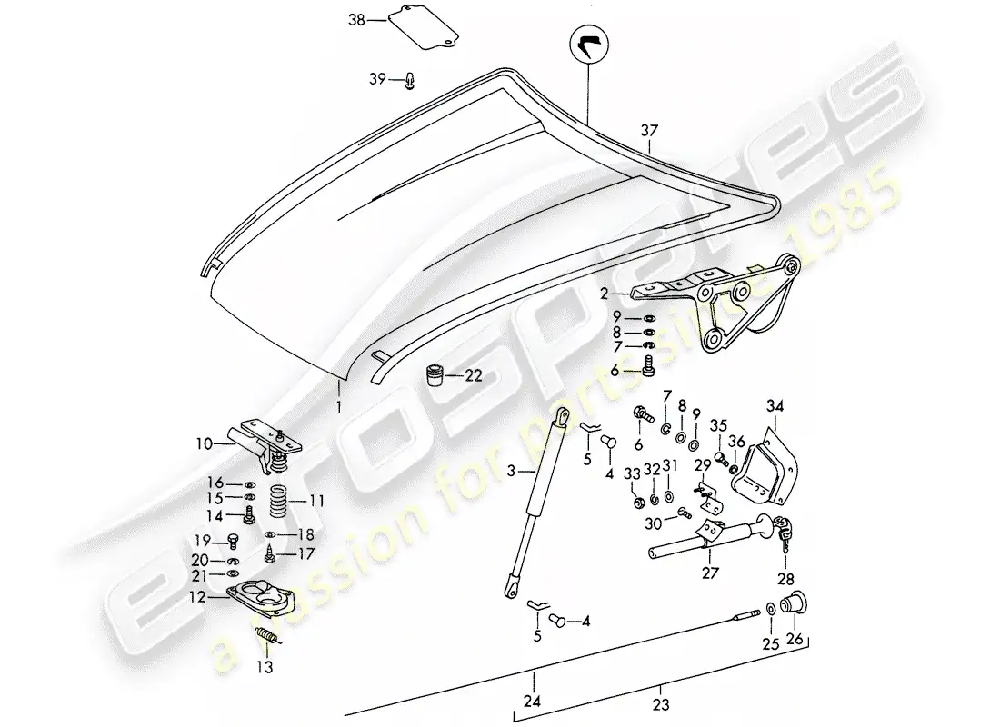 porsche 1969 (911/912) cover parts diagram
