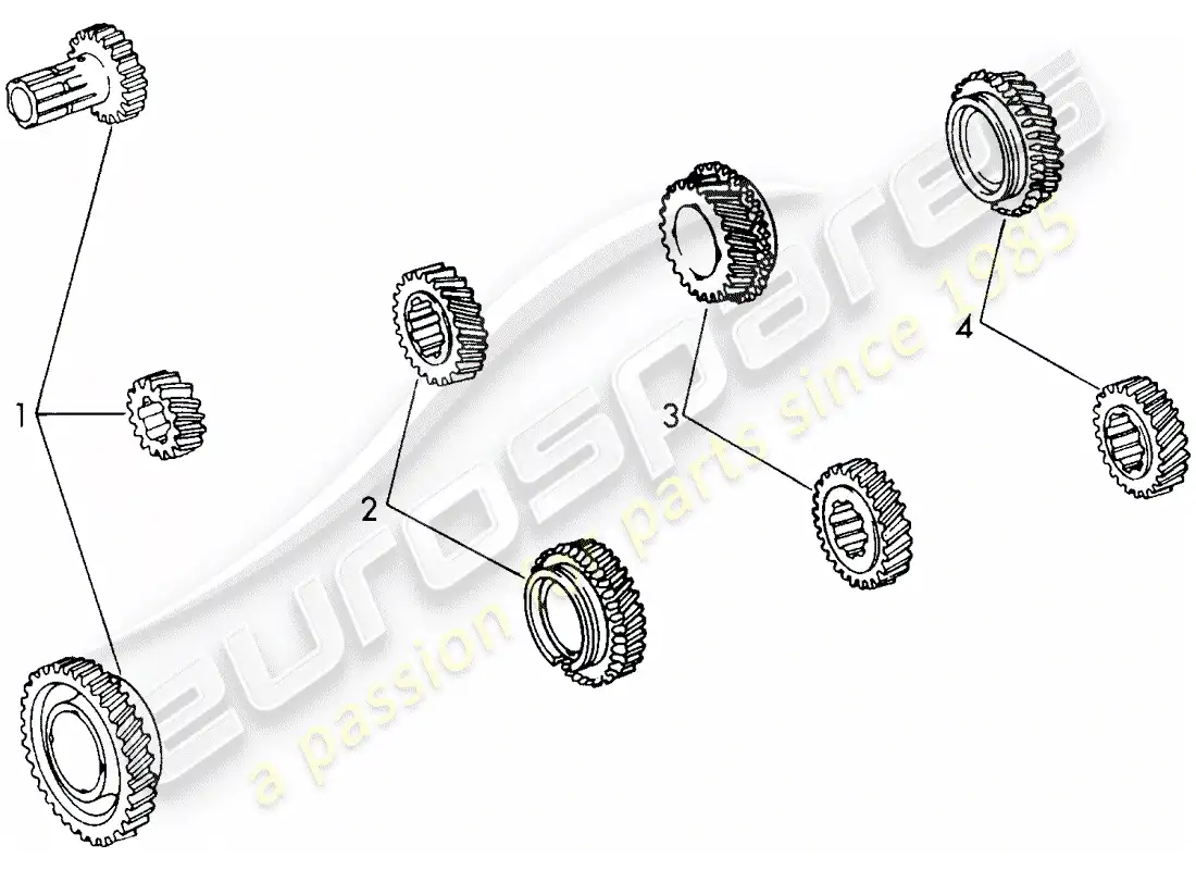 porsche 1968 (911/912) gear wheel sets - sportomatic parts diagram