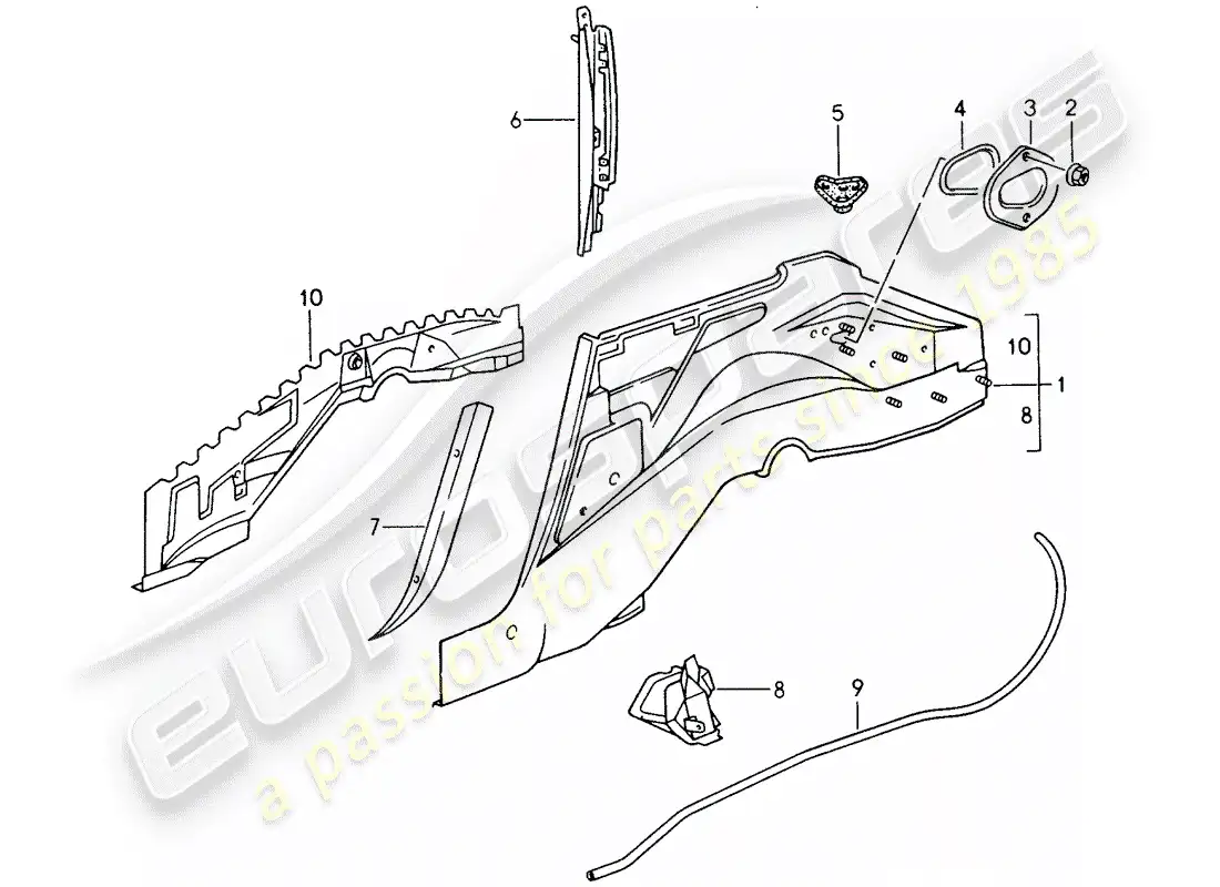 porsche 1994 (993) wheel housing parts diagram