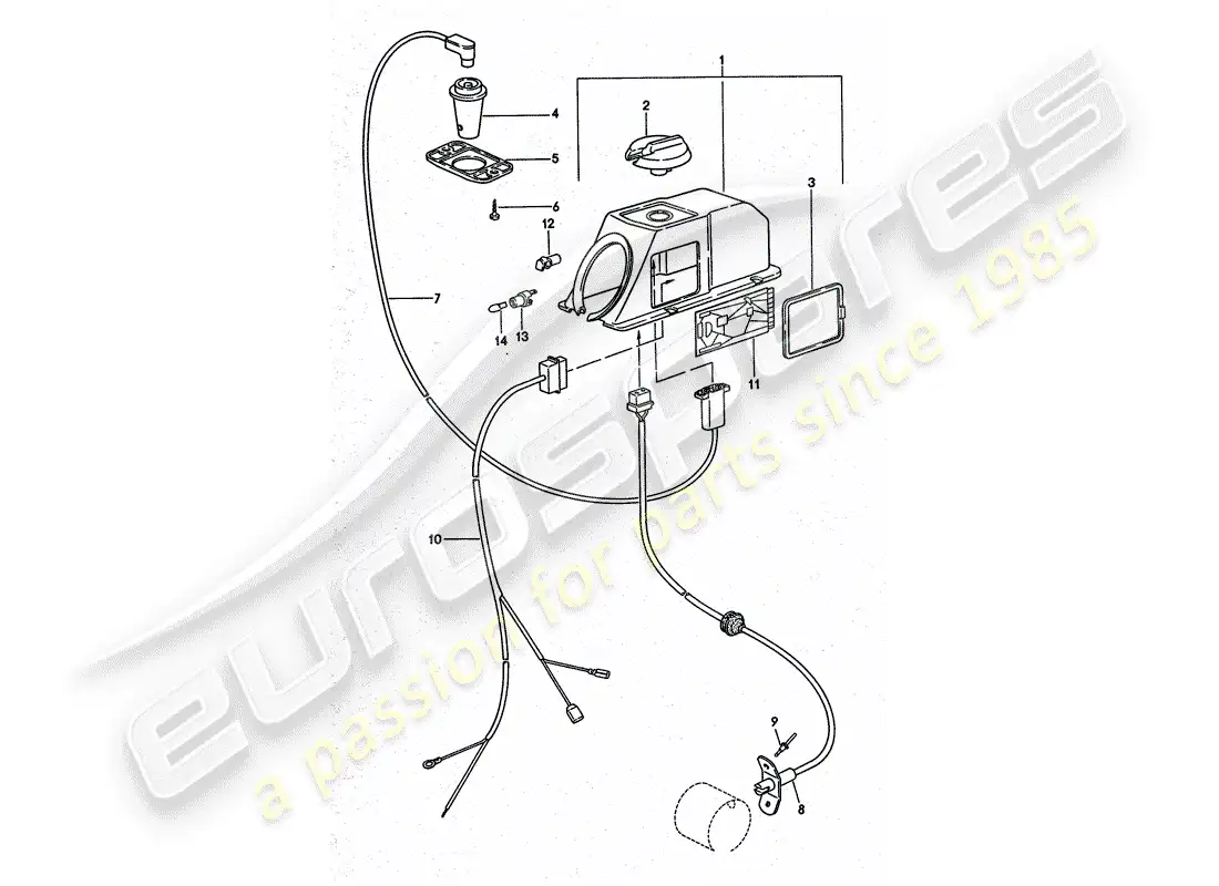 porsche 1975 (911 turbo) control mechanism - for - heater parts diagram