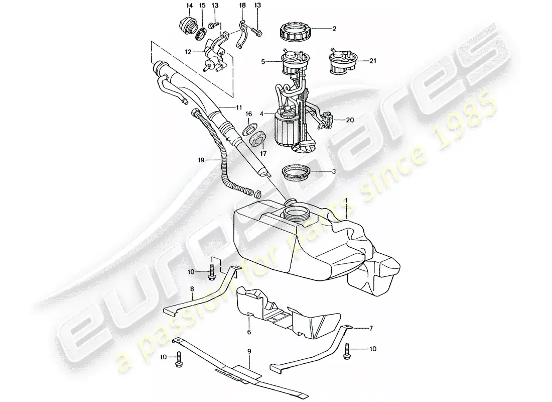 porsche 2004 (996 gt3) fuel tank parts diagram