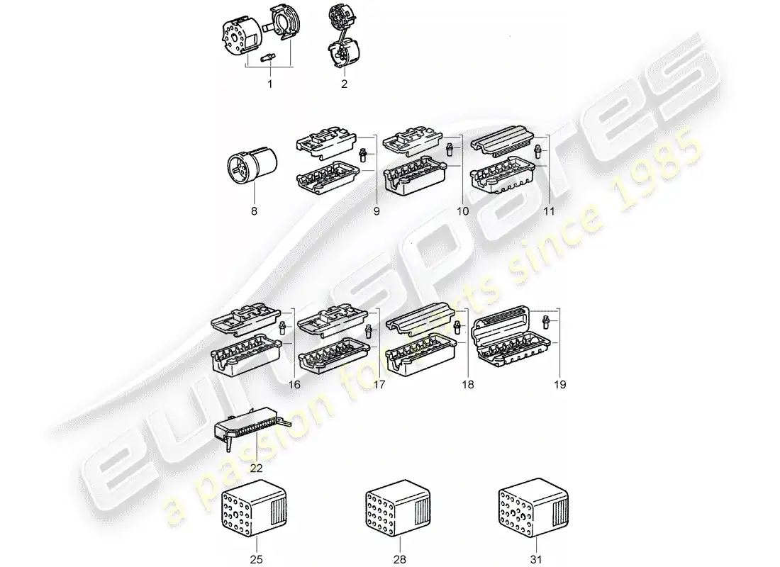 porsche 1975 (911 turbo) connector housing parts diagram