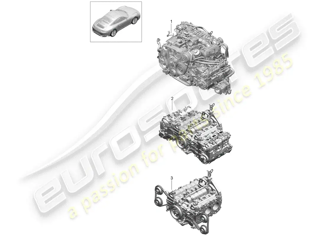 porsche 2017 (991-2) replacement engine parts diagram