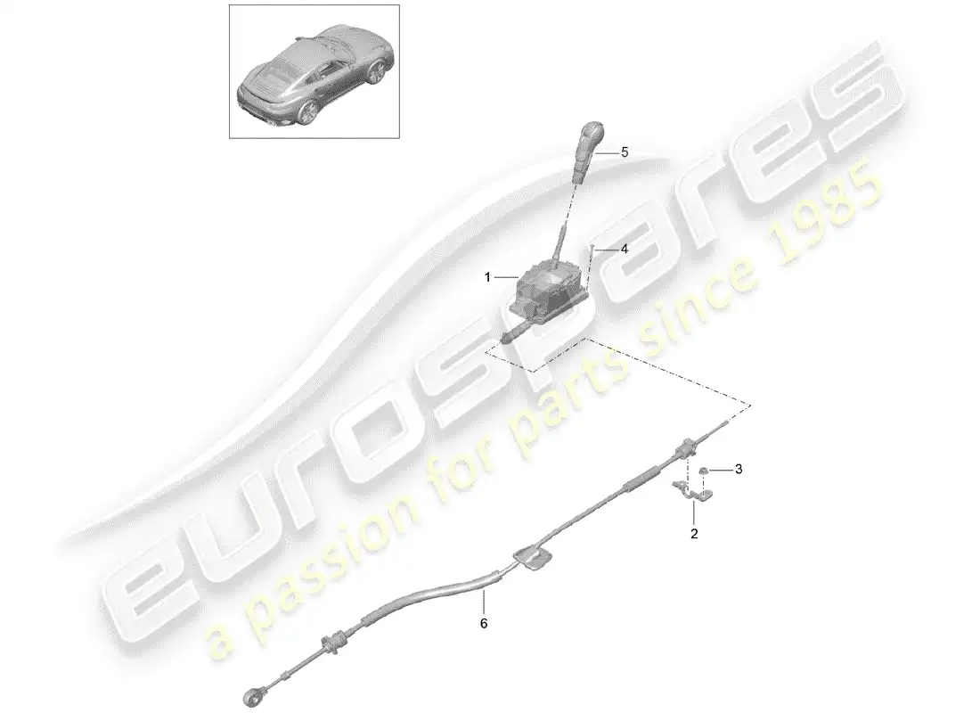 porsche 2016 (991-1 turbo) selector lever parts diagram